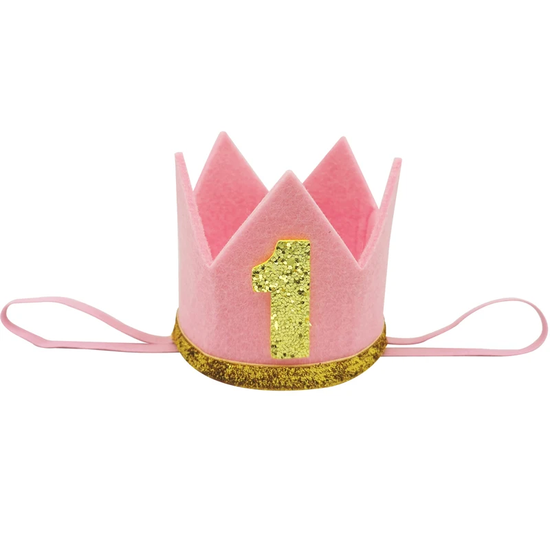 1Pcs non-woven One 1st 2nd 3rd Happy Birthday Crown Hat Headband Hairband Photo Props Baby Shower 1st Birthday Party Decoration