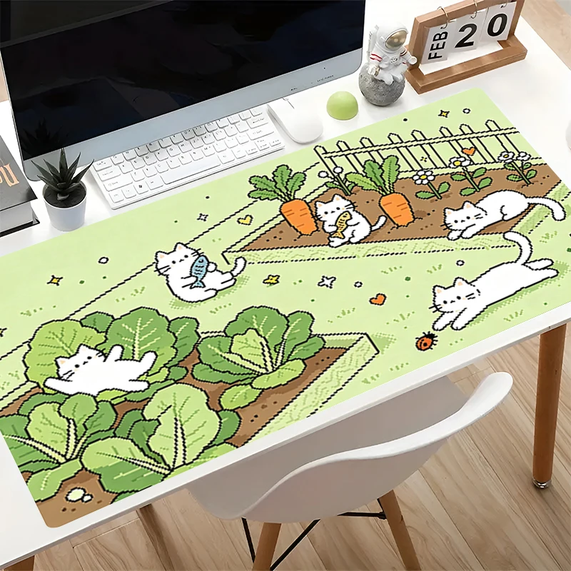 kawaii Mouse Pad Low pixel Cartoon desk mat Laptop Gaming Accessories Non-Slip Game Keyboard Mousepad Cute Cat Office Mouse Mats