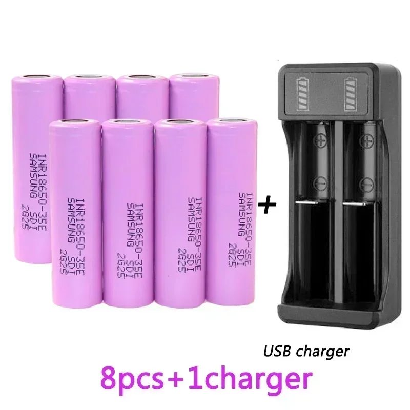 New18650 Battery 2600maAh3.7V 18650 Lithium-ion Battery 3.7V INR18650-35E Flashlight Rechargeable Battery with Charger