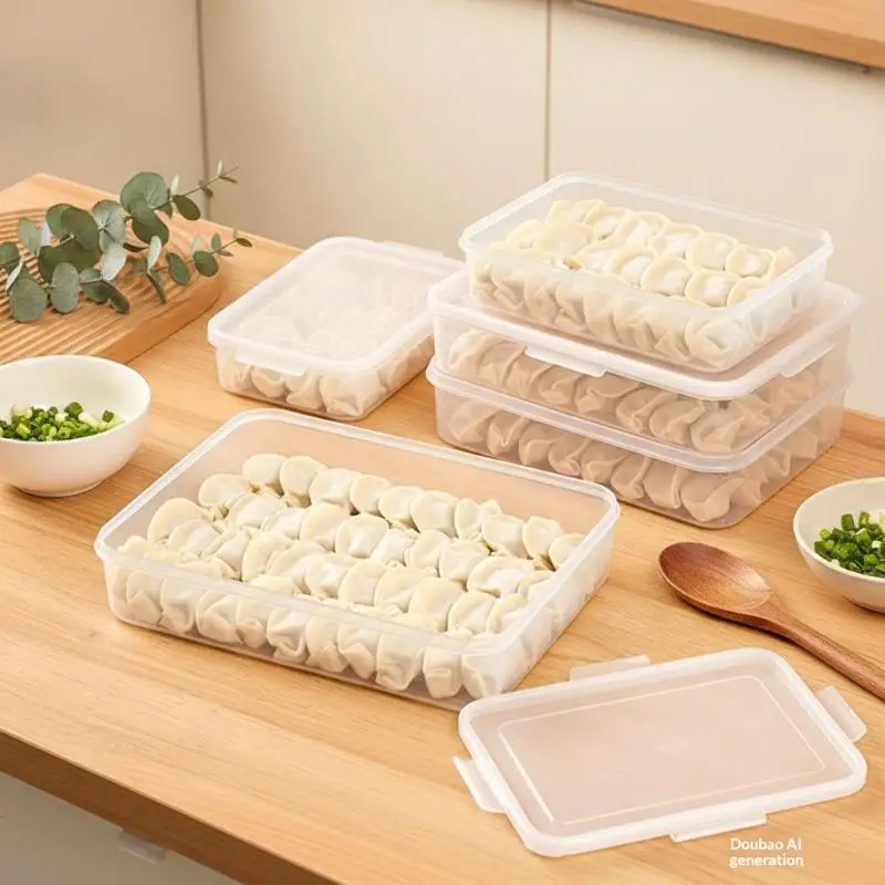 Stackable Clear Plastic Dumpling Storage Containers With Sealed Lids Multi Layer Design For Kitchen Freezer Food Organization