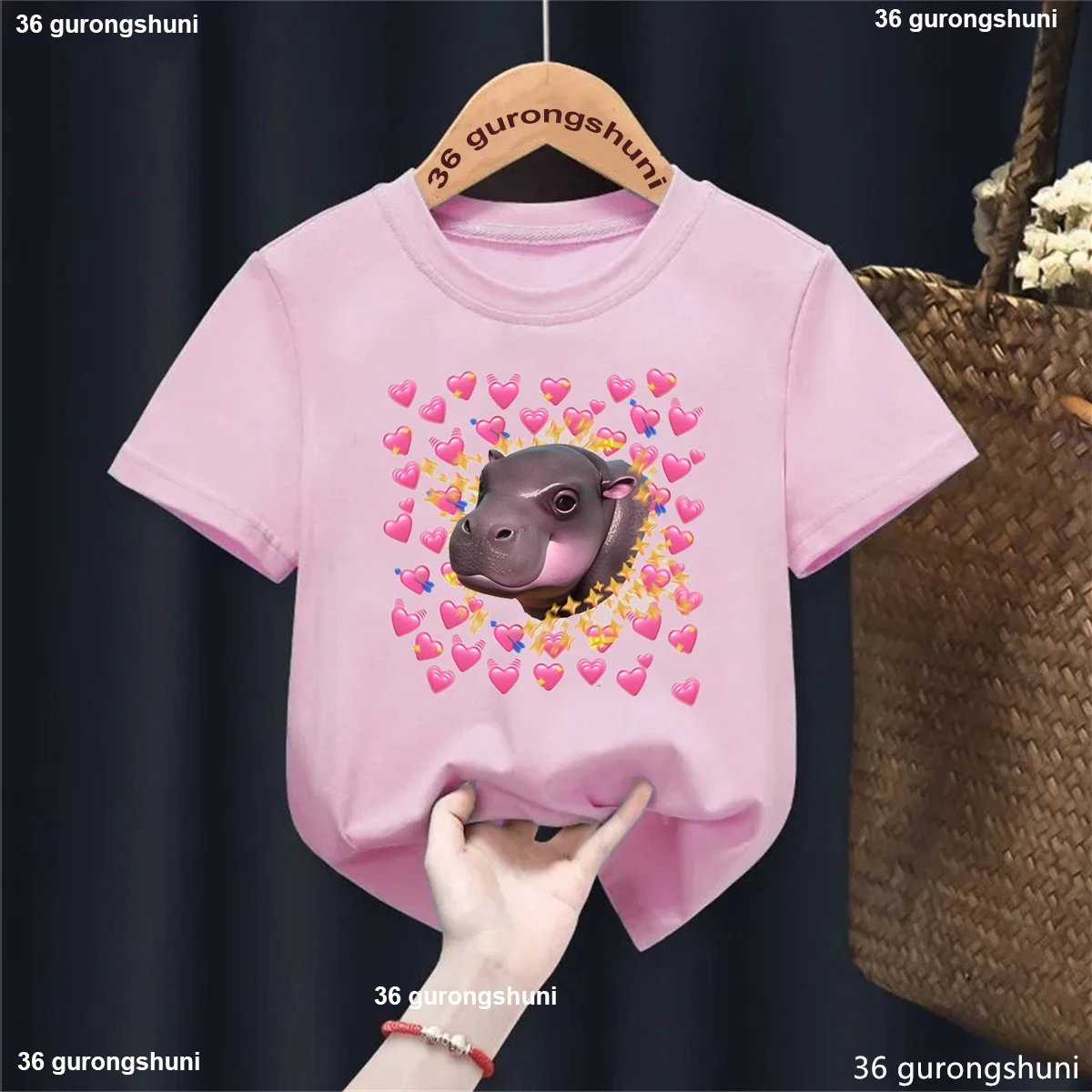 

2024 Hot Sale Funny T Shirt Girls/Boys Love Moo Deng Printed Tshirt Harajuku Kawaii Kids Clothes Summer Tops Tee Shirt