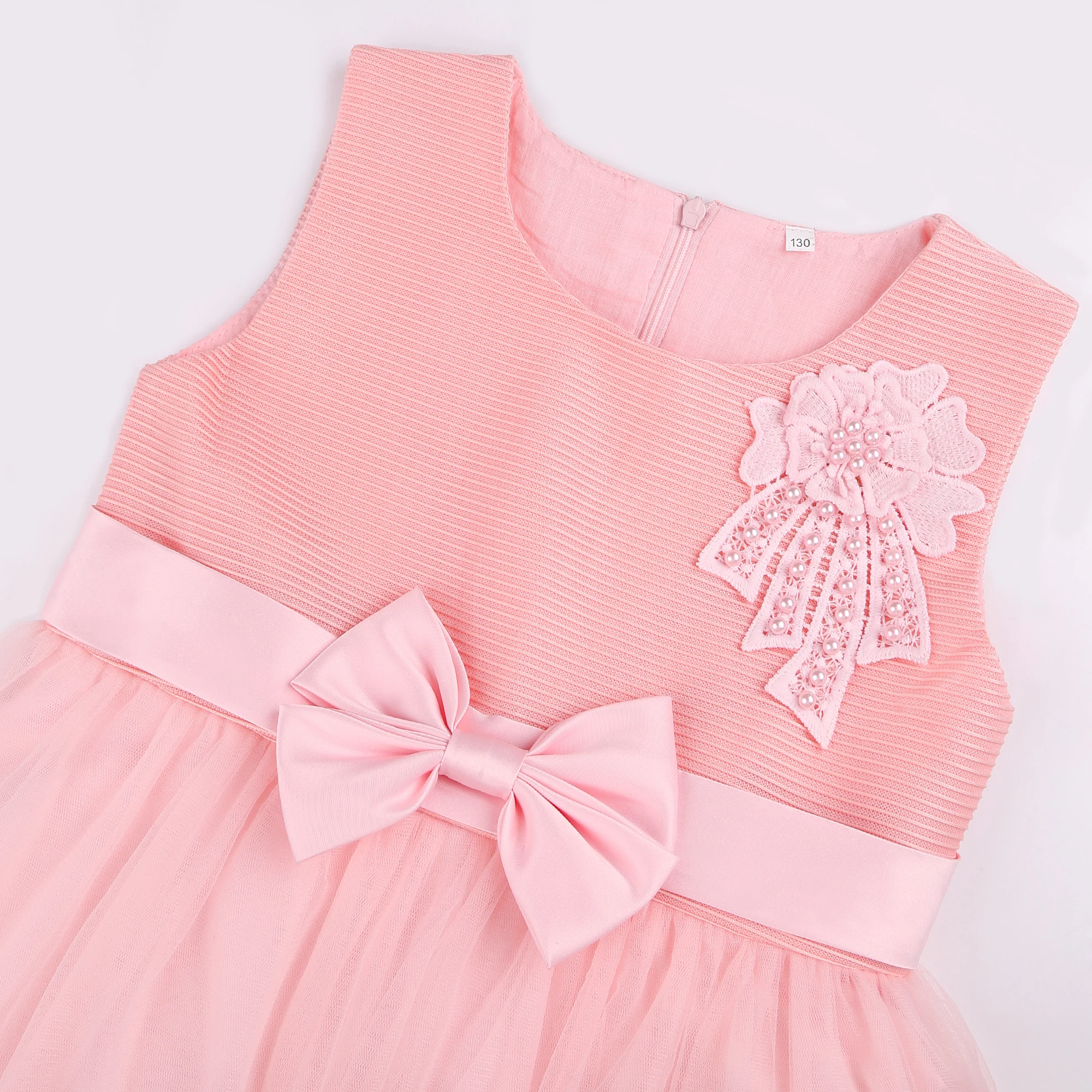 Mädchen-Netz-Seidenkleid mit Blumenstickerei für Hochzeit, Geburtstag, Party, Spitzen-Prinzessinnenkleid, Karneval, Weihnachten, Tanz-Performance-Outfit – Detail 23