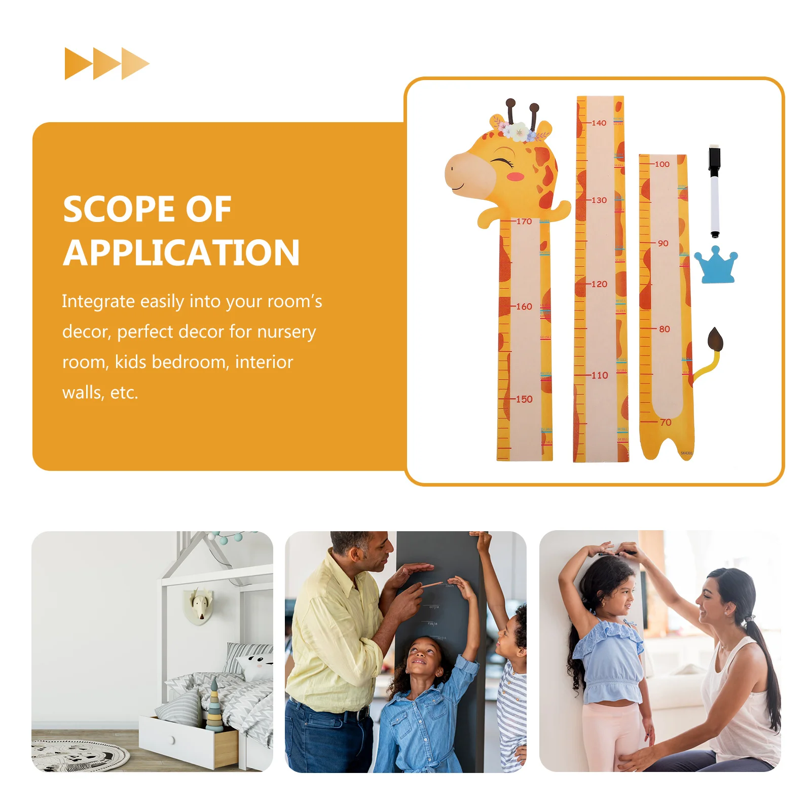 

1 set 1 Set Cartoon Animal Height Measurement Sticker Waterproof Removable Growth Chart For Room Wall Decal Home Decor