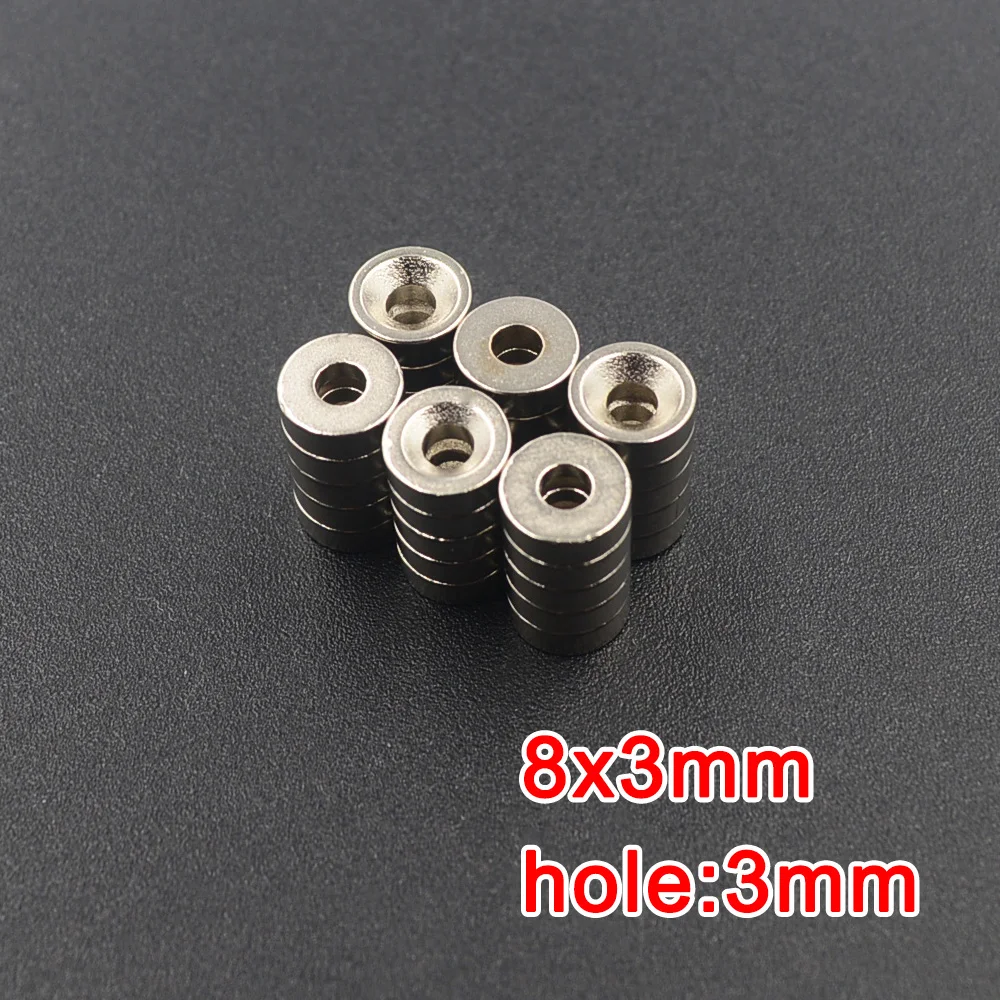 5/10/20pcs 8*3 8x3mm Hole 3mm N35 Strong Ring Magnet D Countersunk Rare Earth Neodymium Magnets Permanent magnet 8x3-3