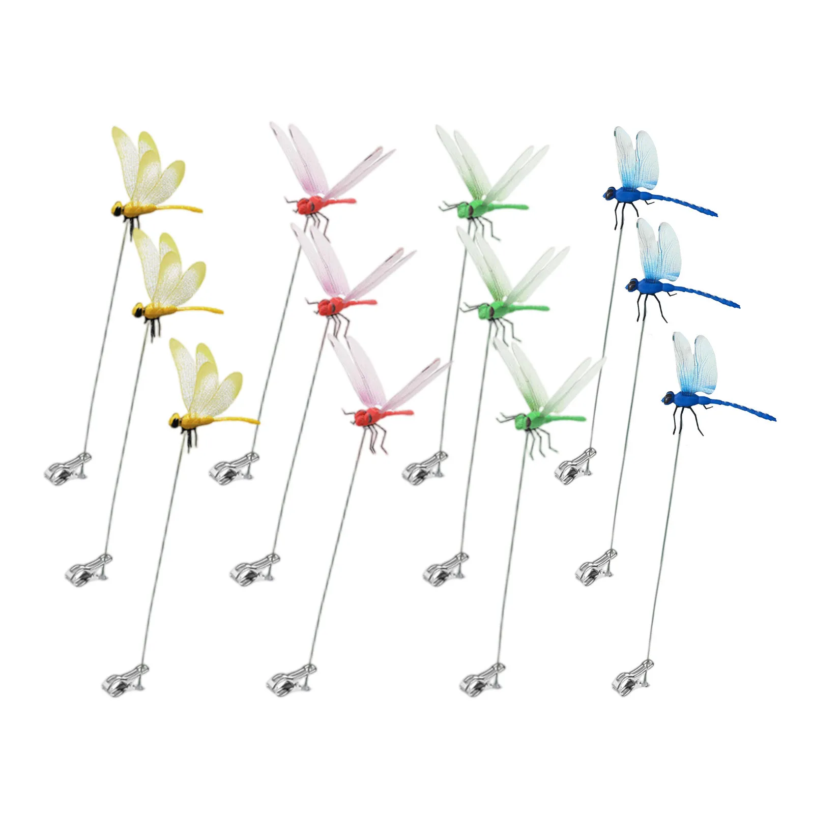 Decorative Stake Decorative Windmill Garden Ornament Simulation Dragonfly Clip Colorful Dragonfly Stake Clip Insect Repellent