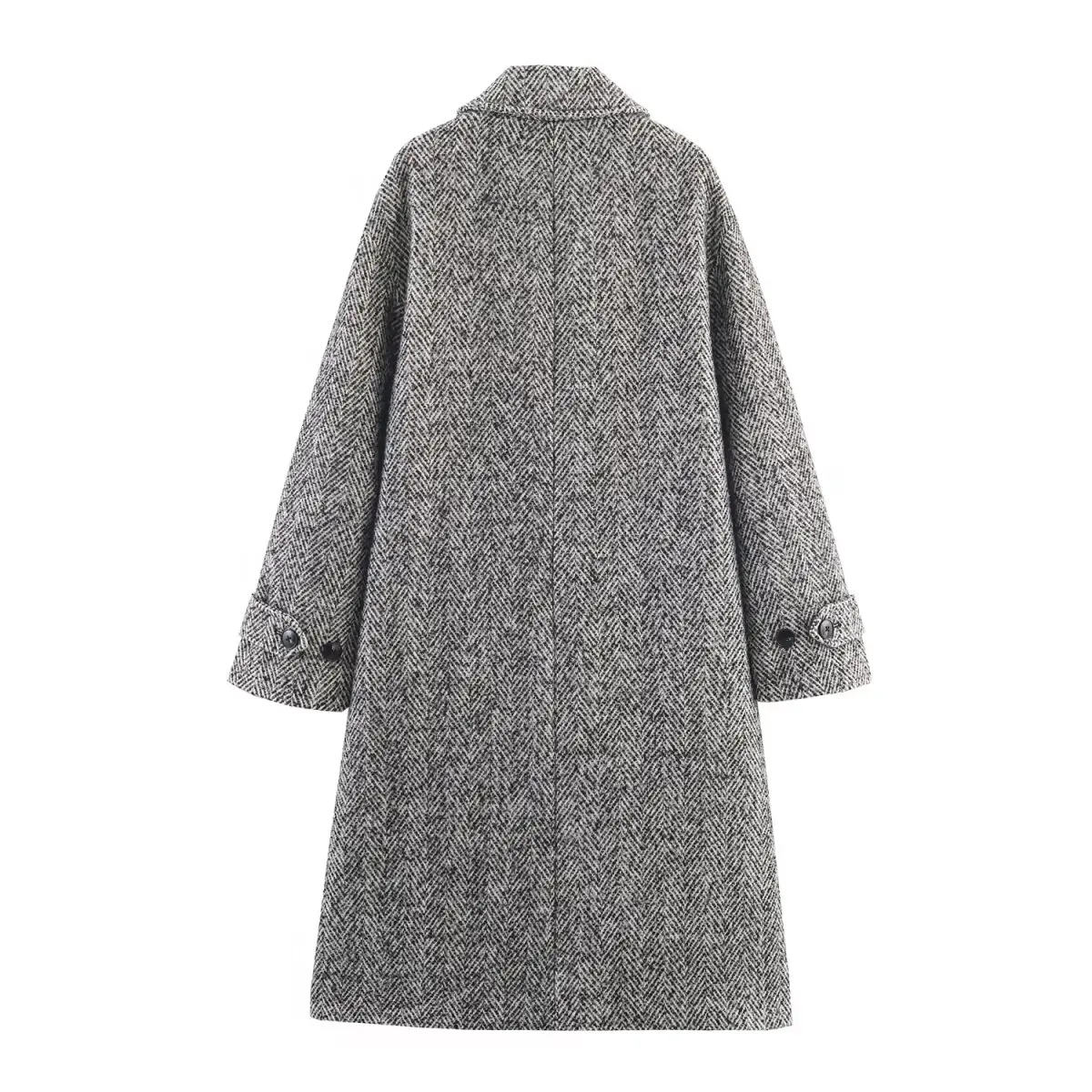 ZA&JIA New Women's Clothing: European and American Style Fashionable Herringbone Pocket Loose Casual Coat