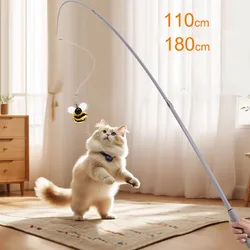 110cm Long Section Telescopic Cat Stick Carbon Fiber Fishing Rod Scratch Resistant Feather Cat Toy Pet Supplies