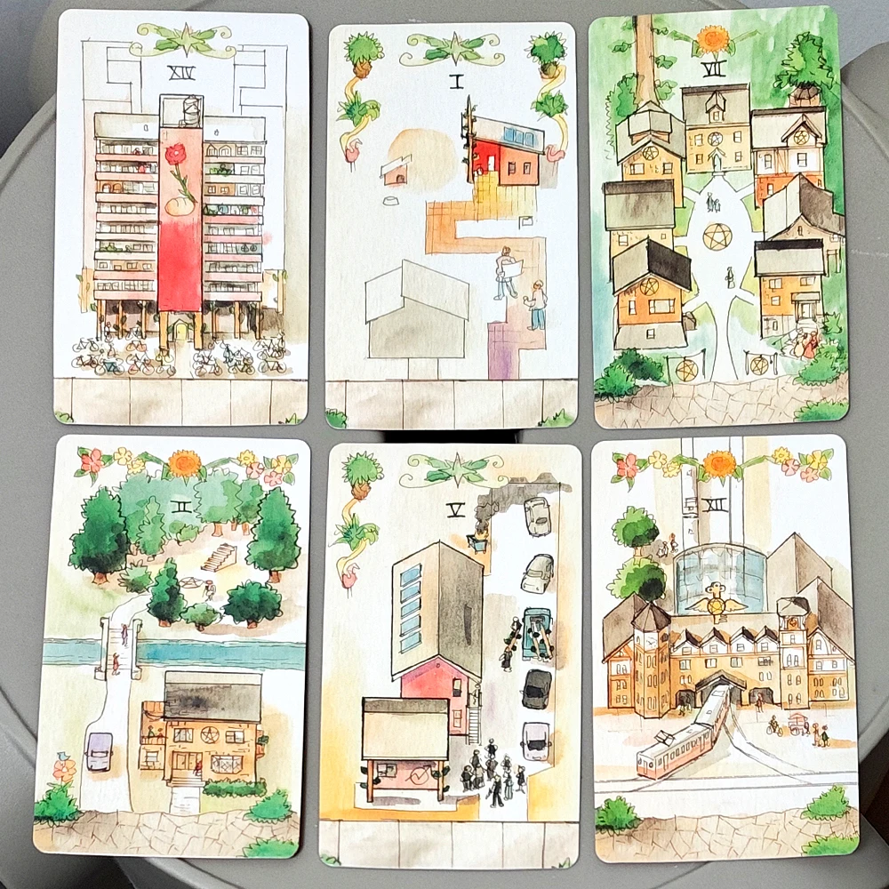 The Housing Tarot Deck – 78 Unique Watercolor Architecture & Community-Themed Tarot Cards Architectural & Urban Design 10.3*6cm