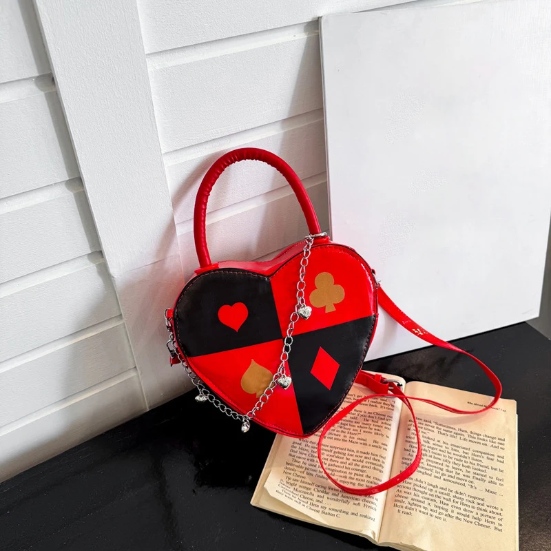 

Персонализированная сумка через плечо из искусственной кожи в форме сердца с принтом, креативный дизайн, холщовая женская сумка через плечо, повседневная портативная косметичка