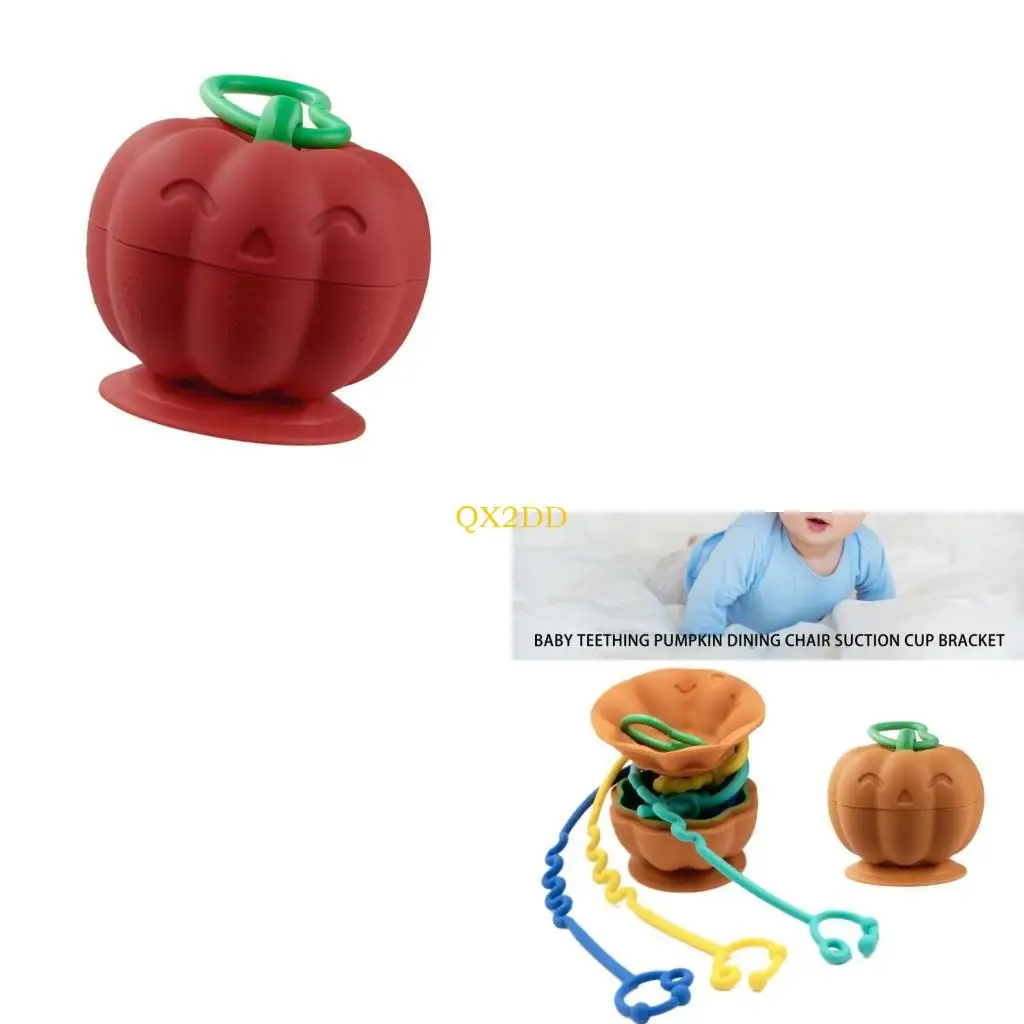 

QX2D Suction Cup Toy Holder Pumpkin Toddlers Teething Holder for Stroller