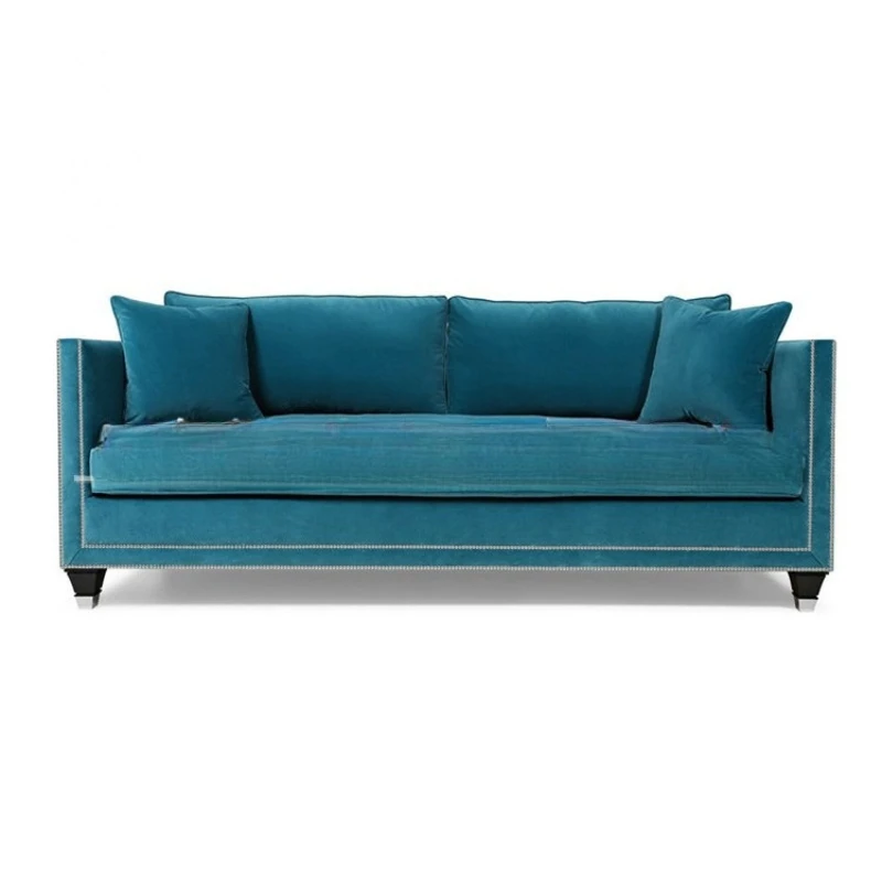 Simple and modern fabric double sofa, living room soft bag hotel model room leisure three sofas