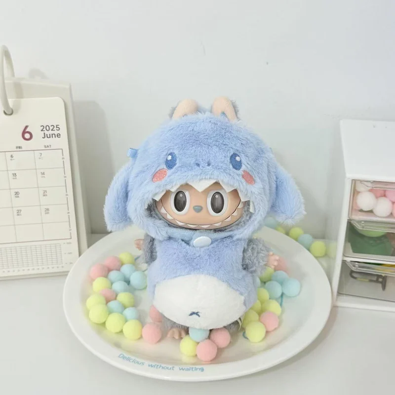 Dinosaur Bee Style For 10cm Labubu pendant Doll Clothes Hoodies Doll Clothes Dolls Accessories Cute Decoration Little Cloths