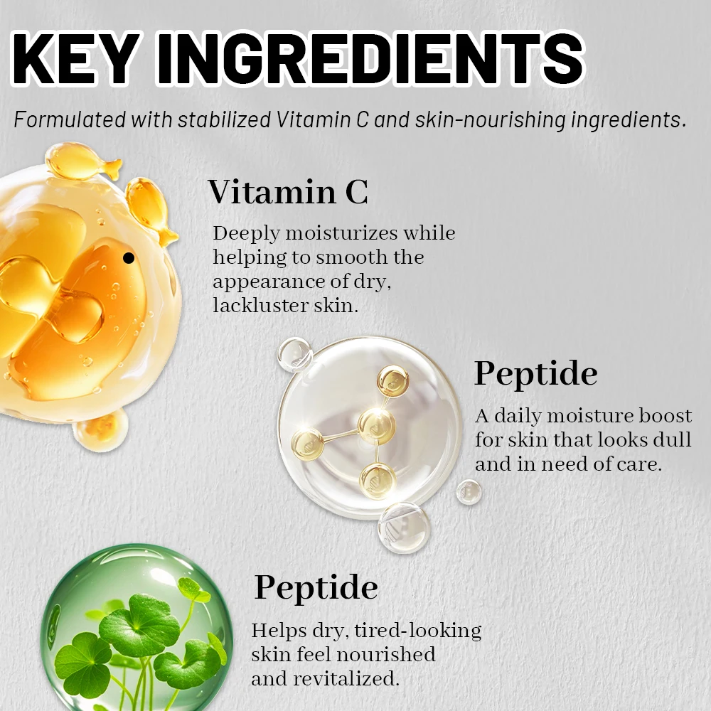 Vitamin C Face Serum, Centella Asiatica/Peptide/L-Ascorbic Acid, Daily Vitamin C Fast-Absorbing Serum, All Skin Types Face Serum