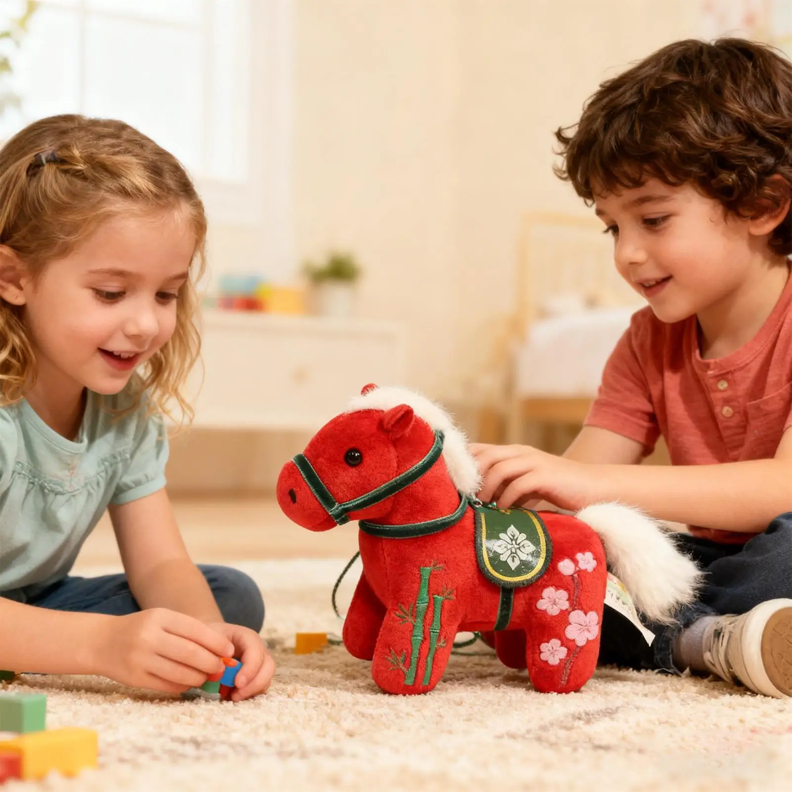 2026 ano sorte arte boneca simulação cavalo brinquedos de pelúcia bonito animal de pelúcia boneca macio realista cavalo brinquedo crianças presente aniversário