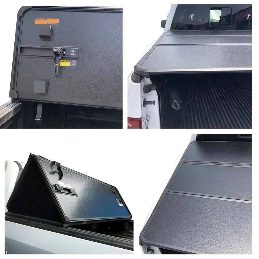 4x4 Accessories Hard Tri-fold Car Bed Cover Tonneau  With Light Double Cab 1.47m  For Navara Np300 2015+