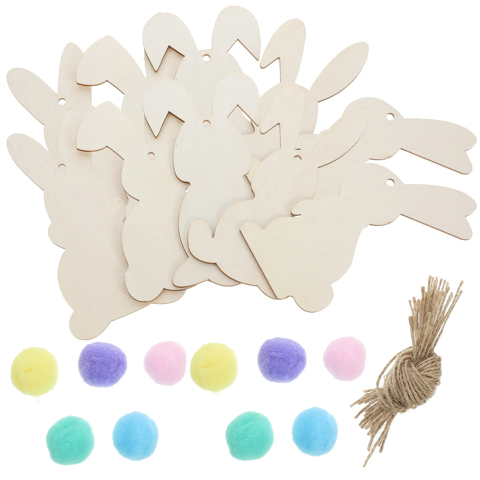 

Набор деревянных заготовок для подвесок в виде кроликов, неокрашенные, для пасхальных поделок, для детей и взрослых, для семейного творчества, рукоделия, декора дома