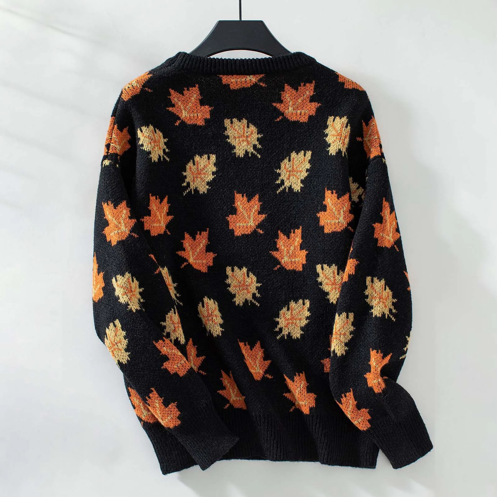 New In 2024 Women's Pullovers Sweater Fashion Autumn Winter Maple Leaf Pattern Round Neck Long Sleeved Casual Knitted Sweaters