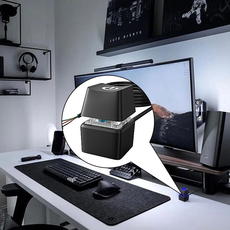 PC Desktop Power Switch 18m Blue LED เมนบอร์ดภายนอกปุ่มเริ่มต้นสายสําหรับ Home Office คอมพิวเตอร์