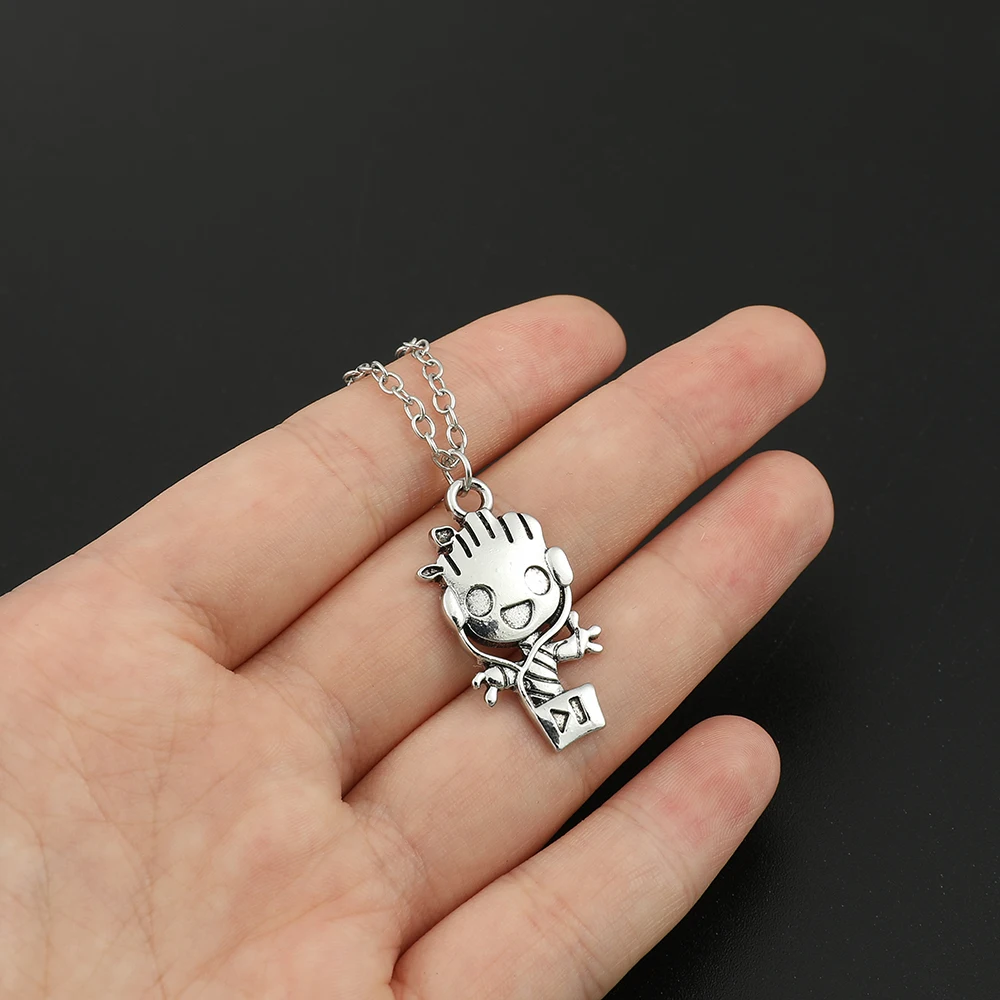 Disney Marvel Guardians of The Galaxy Necklace Cute Silver Color Groot Pendant Jewelry Accessories Gifts