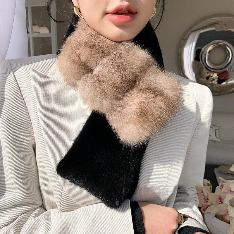 Unisex Winter New Casual Fur Scarf Warm Mink Hair Thickened Fashion Scarf Women\'s Luxury Banquet Shawl