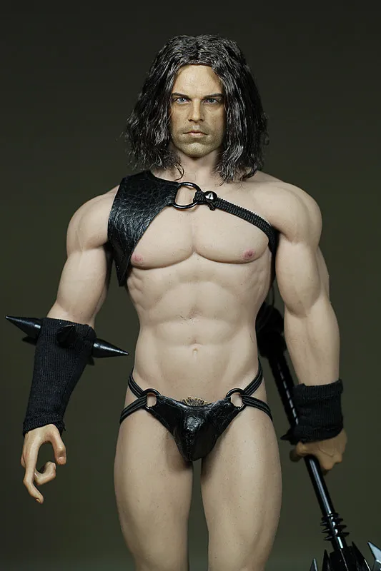 1/6 Shocked people Hero clothes set with Black loop leather top Leather underpants Wrist guard Thigh Model action figures Toys