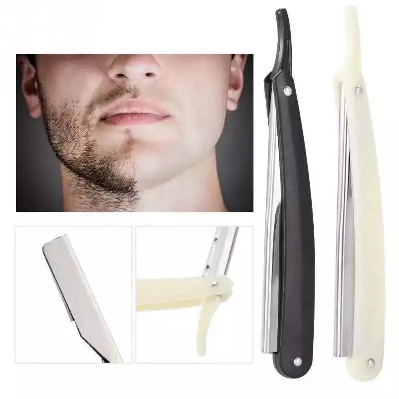 2 Colors Professional Manual Shaver Straight Edge Stainless Steel Sharp Barber Razor Shaving Beard Cutter with Blade Shaving