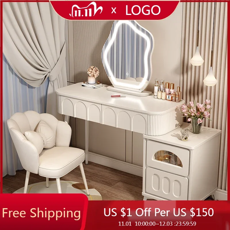 

Storage Cabinet Bedroom Vanity Table Modern Mirror Cabinet Vanity Desk Dressers Light Mirror Tocador De Maquillaje Furniture