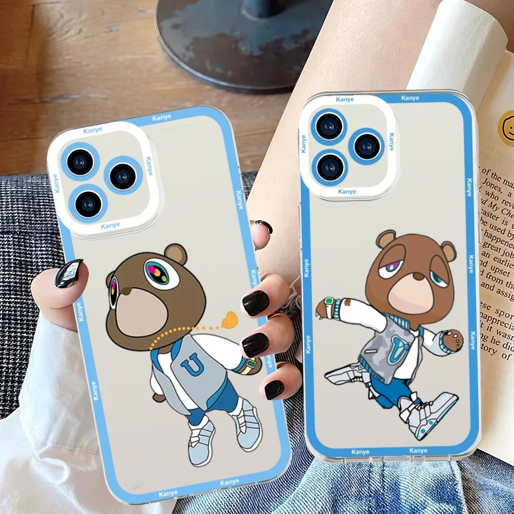 Graduation Bear Kanye Phone Case For iPhone 11 12 Mini 13 14 Pro Max Transparent Shell