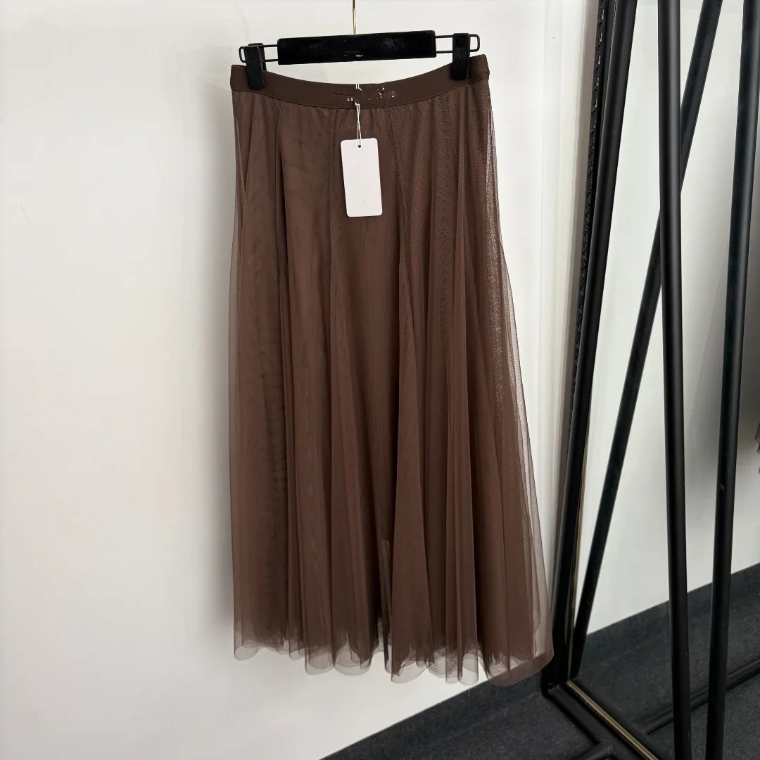 2026 new model logo letter high-waisted netted semi-medium-length dress