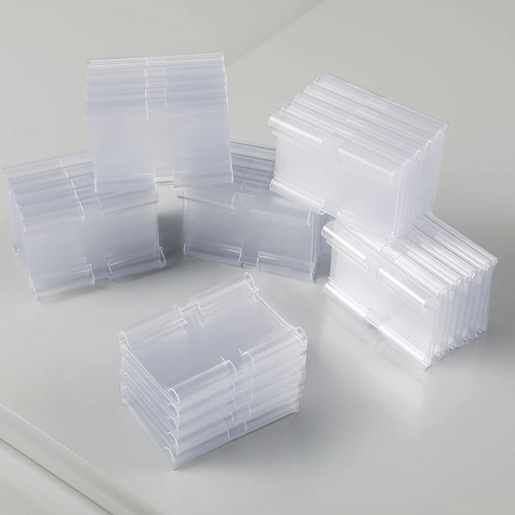 

120 Pcs Supermarket Label Price Holder Clear PVC Shelf Display Sign Cards Stand Retail Store Market Storage ganizer Reusable