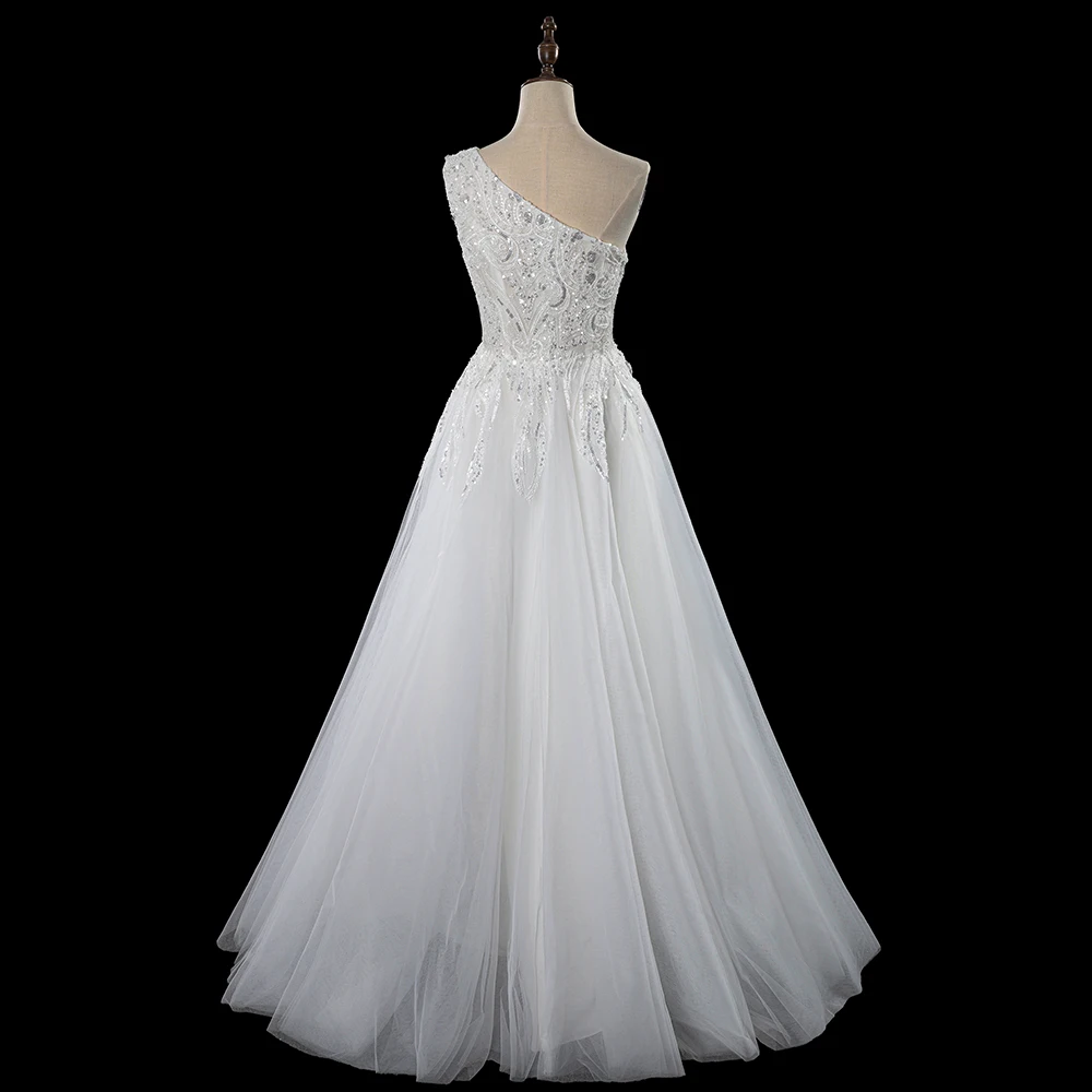 Classic Wedding Dresses A-Line Bridal Gowns One-Shoulder Sequins Robes For Formal Party Pretty Lace Vestidos De Novia 2024