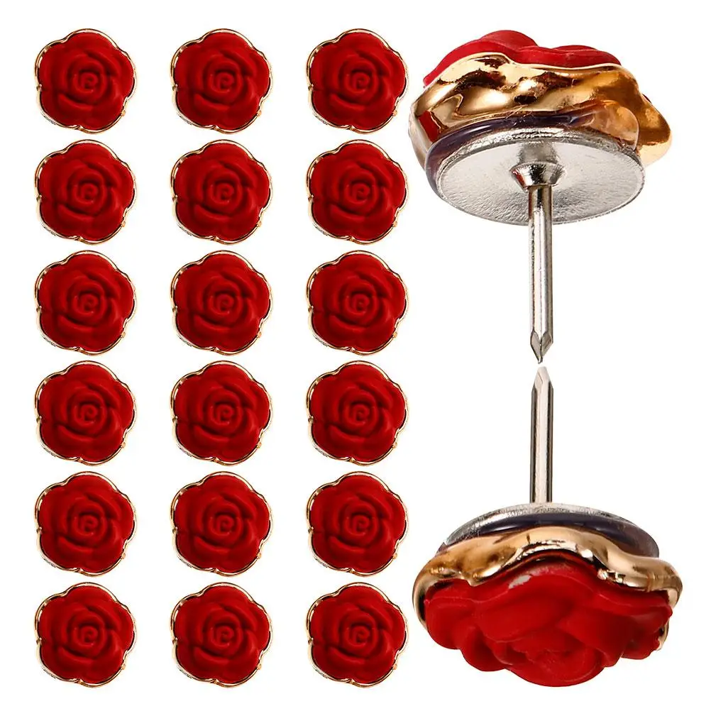 

60 Pcs Rose Flower Thumbtacks Shiny Decorative Push Pins for Cork Board Bulletin Board Office Home Store DIY Projects
