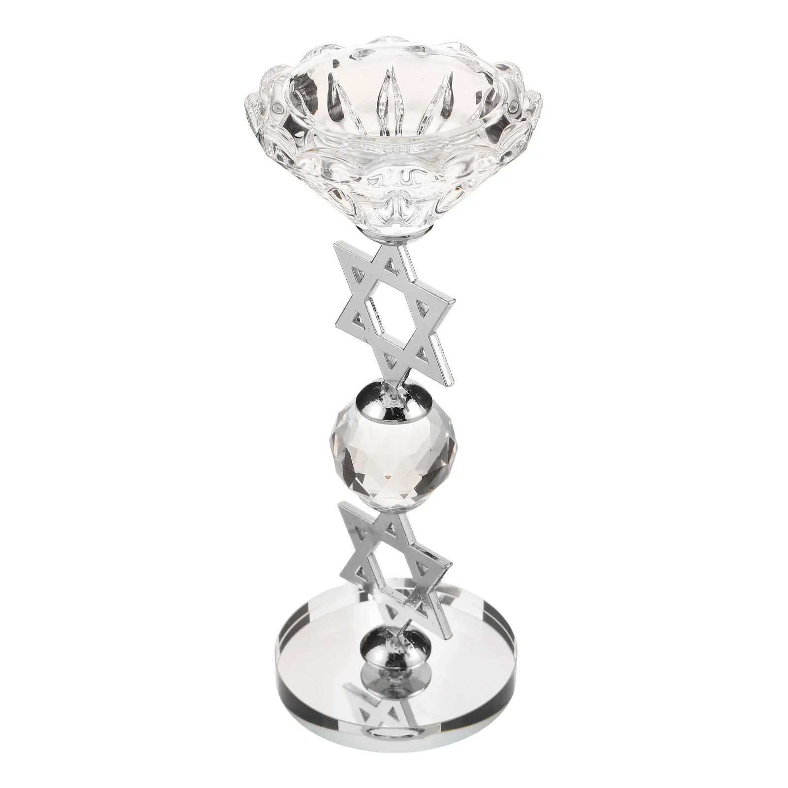 

Crystal Six Pointed Holder Hanukkah Candlestick Tabletop Decoration Religious Festival Holder