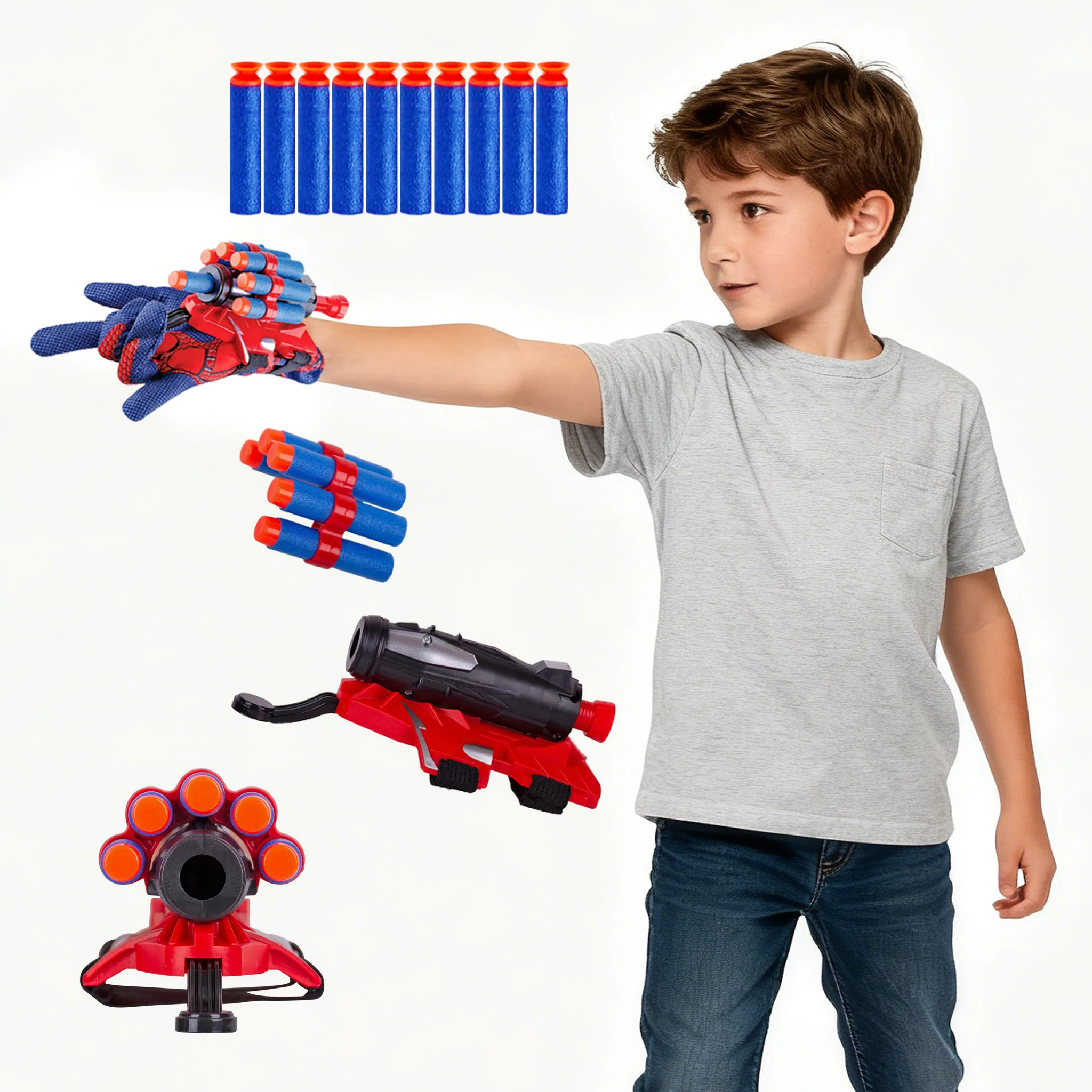 24-delige Hero Foam schietspeelgoedset, buitenschietspeelgoedpistool voor jongens, kindercadeau, verjaardagscadeau, vakantiecadeau, feestcadeau