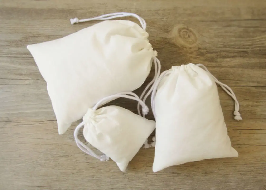 Cotton Gift Bag T/C Drawstring Pouch Packaging Jewelry Makeup Party Gift Candle Reusable Sachet Custom Pocket Print Logo 100PCS
