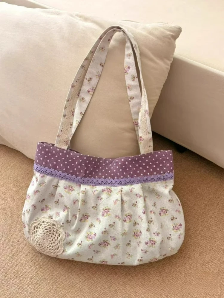 

2205 New Vintage Shoulder Bag with Large Capacity Floral Canvas Handbag for Commuting