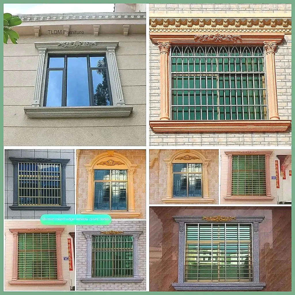 European Style Roman Column Window Frame Mold, Cement Exterior Wall Edge & Window Cover Decoration for Villa Model