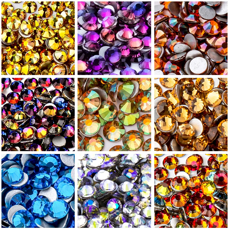 Ducrystal bling bling glänzendes Sonnenlicht Goldgelb Kristall Strass hellblauer Himmel lila Glass teine Nail Art Ergebnisse ss6