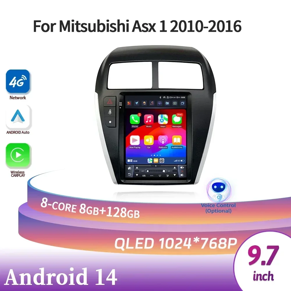 

9.7inch Car Radio Multimedia Video Player For Mitsubishi Asx 1 2010-2016 Navigation Wireless Apple CarPlay 4G Android 14 Screen