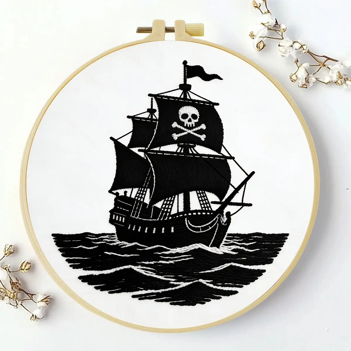1 Stück 20X20CM/15X15CM 7,87/6,3 Zoll Skelett-Segelboot Stickerei-Starter-Kit DIY-Kit DIY-Stickerei-Set Handarbeiten Malerei – Detail 2
