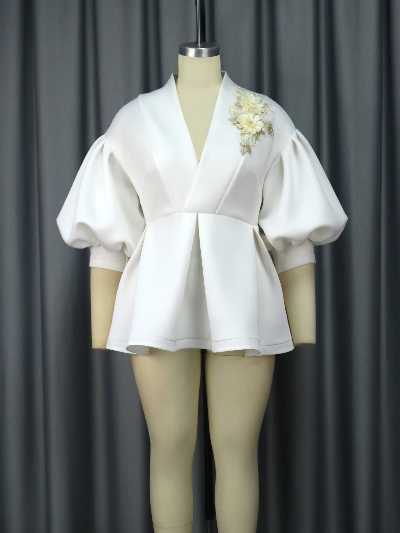 Blusa blanca de dama de honor para mujer, Tops con cuello en V