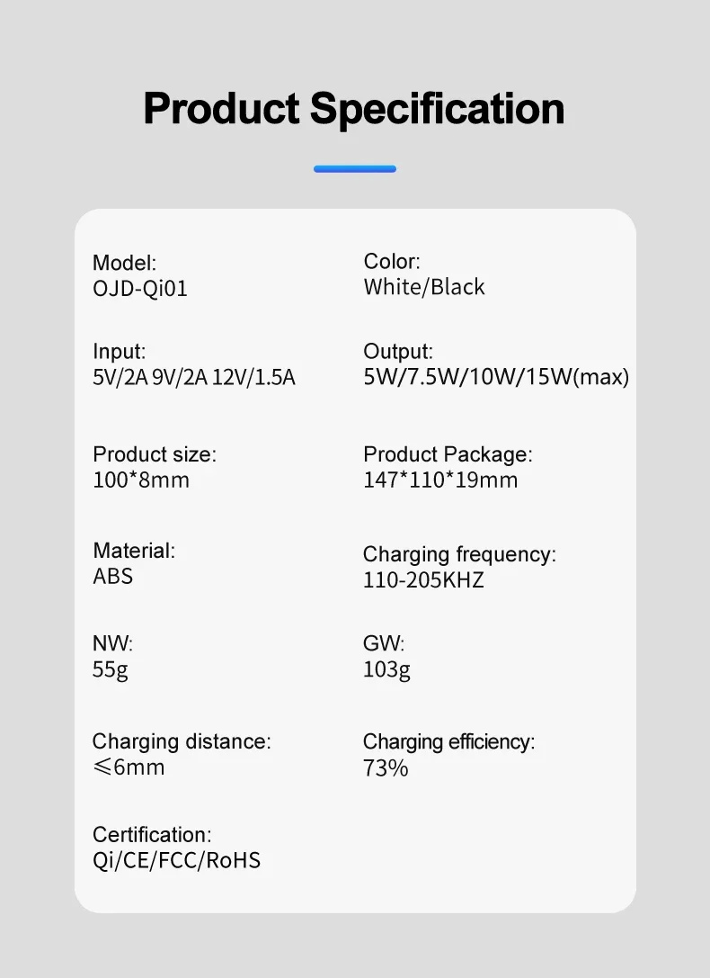 15W Qi Fast Wireless Ladestation Ständer LED für iPhone 16~12 Pro Max Samsung Xiaomi AirPods Pro Ultradünnes Schnellladepad – Detail 9
