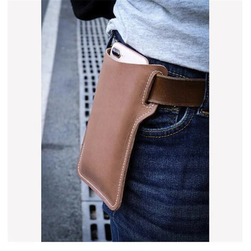 Funda para teléfono móvil para hombre, cinturón, riñonera, accesorios, monedero de cuero, billetera para teléfono