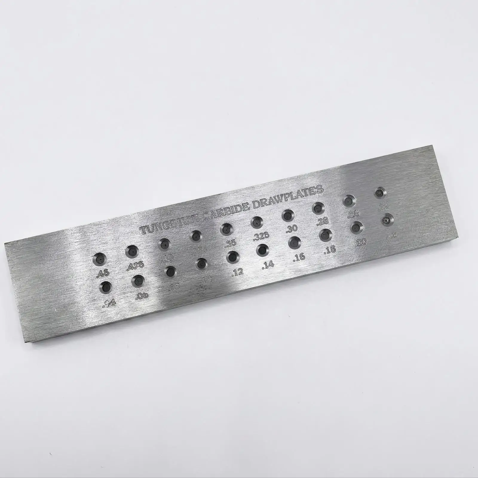 Rectangular Wire Draw Plate Engraved Size Markings, Brushed Silver Finish, Jewelry Draw Plate, for Metalworking