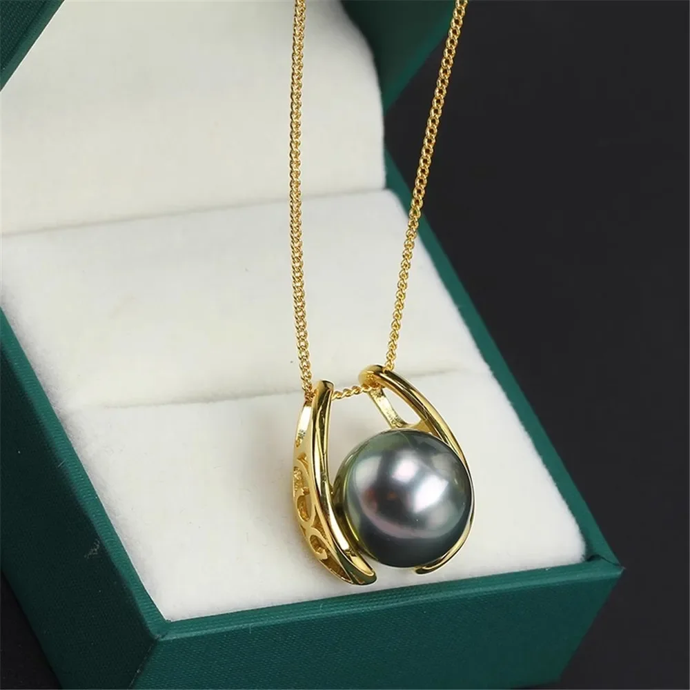 S925 Sterling Silver Pearl Pendant Setting, DIY Empty Bezel Cup Jewelry Supplies for Craft Making, Hollow Prong Pendant Findings