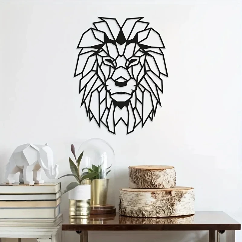 1Pc Metal Lion Wall Decoration, Lion Head Metal Wall Art, Lion Metal Wall Sculpture, Animal Metal Artwork Wall Sticker