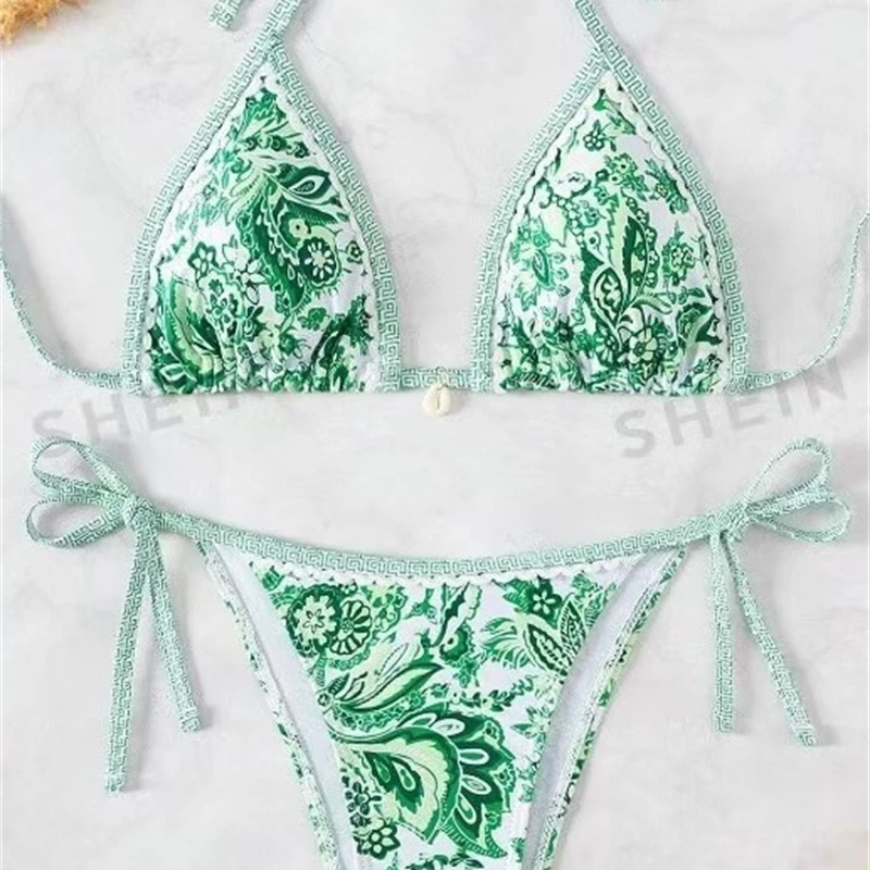 Micro Bikinis Sexy Women Swimsuits Swimwear Halter String Triangle Bikini Print Bathing Suit Beachwear Brazilian Biquini Female