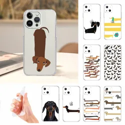 Dachshund Silhouette Dog Phone Case For Iphone 16 15 11 13 14 Pro Max 7 8 Plus X Xr Xs Max 12mini Transparent Cover