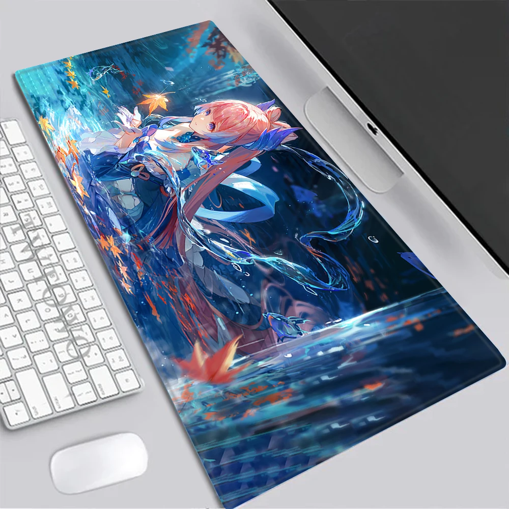 Sangonomiya Kokomi Genshin Mousepad HD Printing Computer Gamers Locking Edge Non-slip Mouse Pad XXL90x40cm Keyboard PC Desk Pad