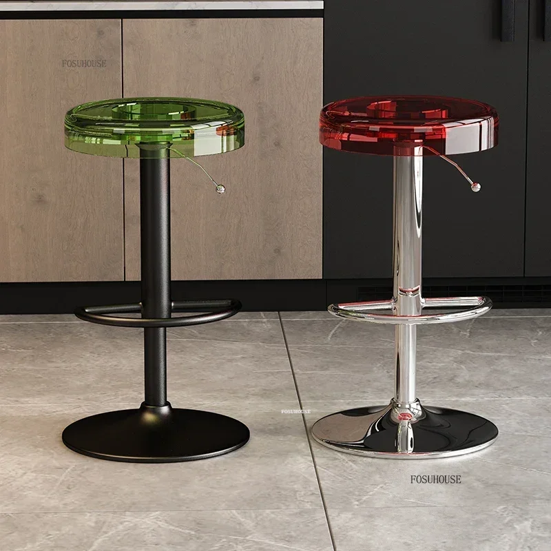 Modern Acrylic Bar Chairs Nordic High Stool for Kitchen Counter Stools Simple Cash Register Furniture Home Pub Lounge Chair
